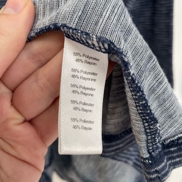 Puella Blue Striped V Neck 3/4 Sleeve Swing Trapeze Top Women’s Size S - Picture 4 of 5